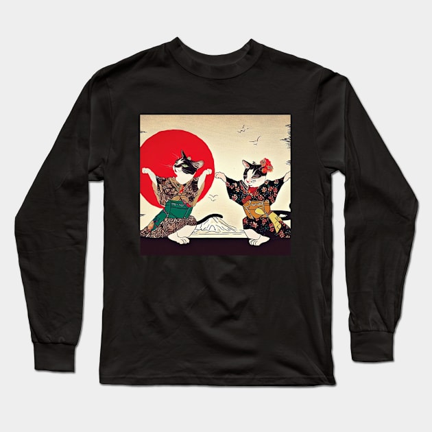 Geisha Cats Long Sleeve T-Shirt by Generation Last